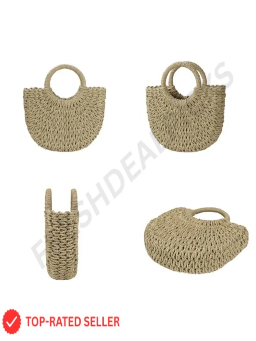 Handwoven Straw Beach Bag Woven Crossbody Shoulder Satchel with Top Handle